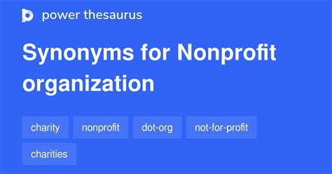 non profit organization synonym|Nonprofit Synonyms: 7 Synonyms and Antonyms for .